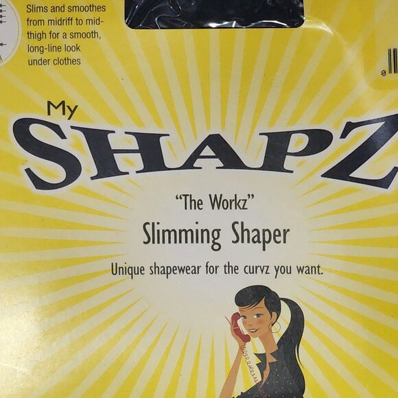 My Shapz The Workz Black #4410 Slims Midriff to Midthigh Slimming Shaper Size M - Picture 2 of 16